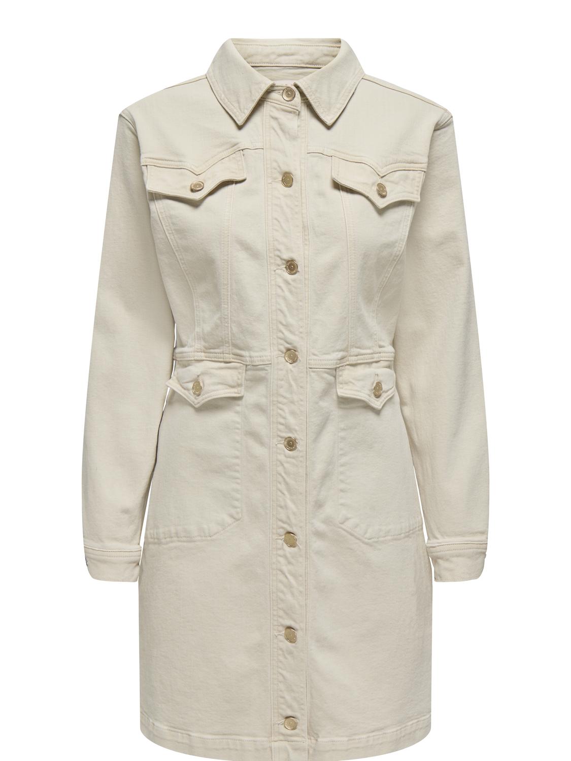 ONLAUGUSTA Denim Dress - Beige