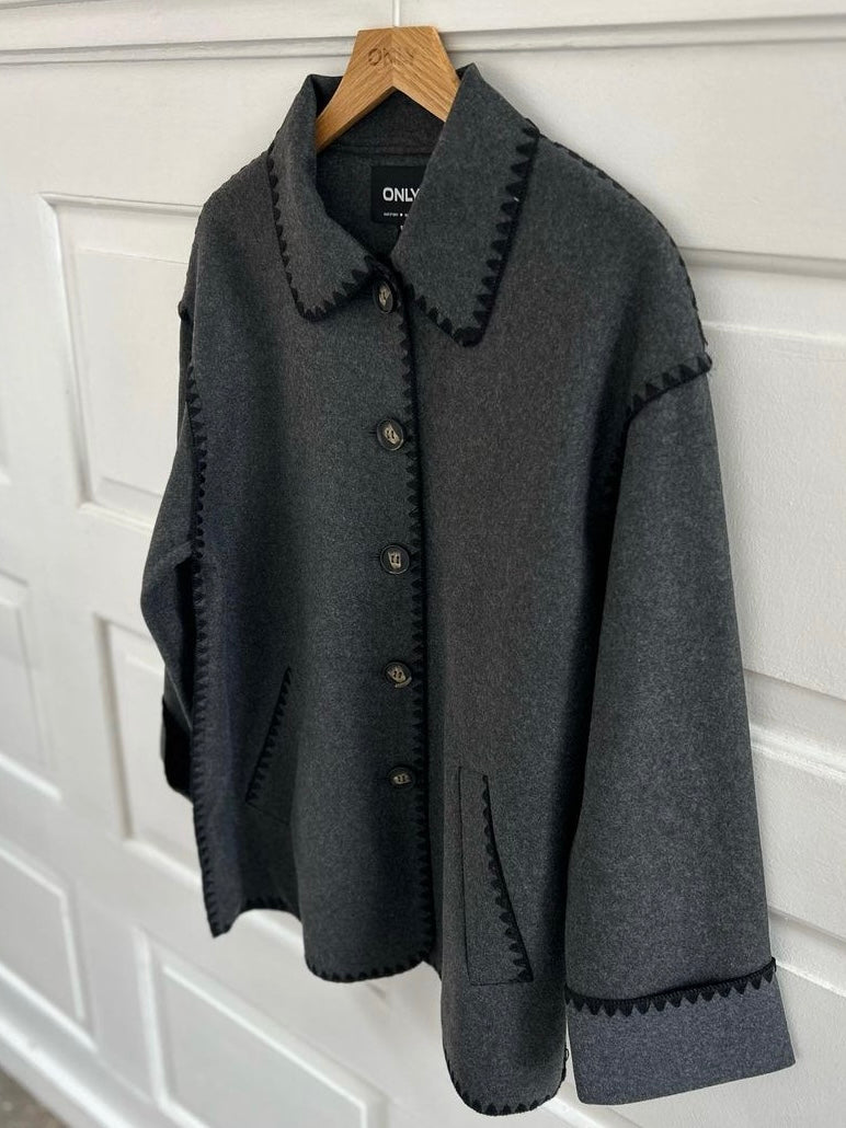 ONLANE Stitch Coat - Grå