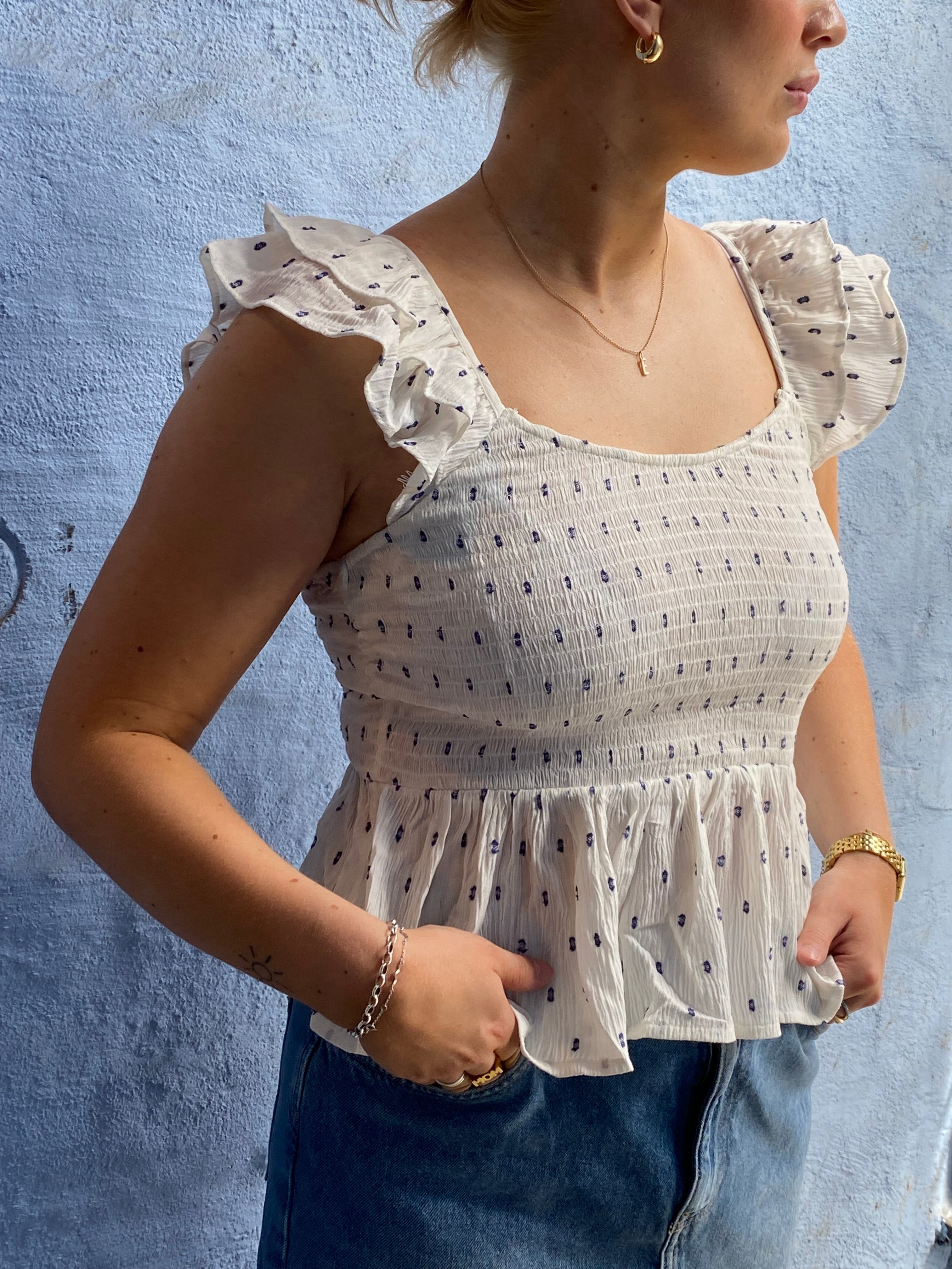 PGJULIETA S/L Top - Hvit