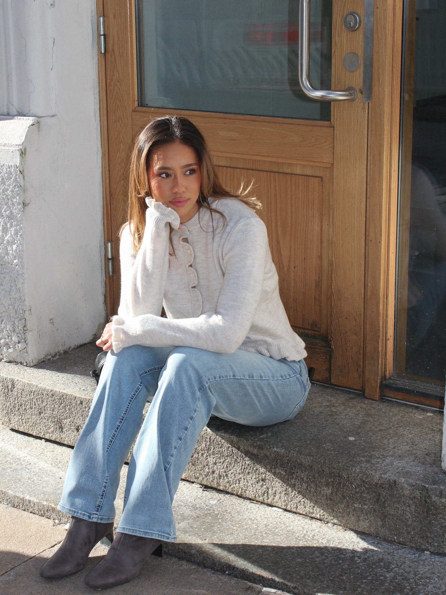 JDYLETTY Frill Cardigan - Hvit