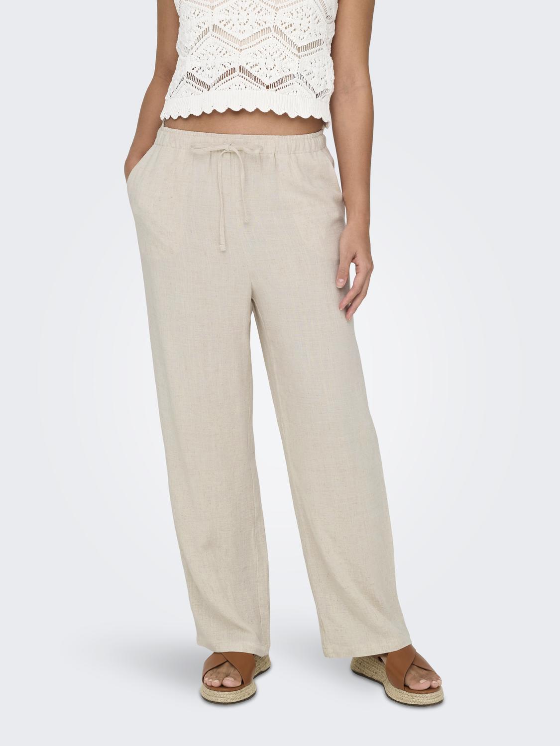 ONLSIESTA MW Straight Linen Pant - Beige