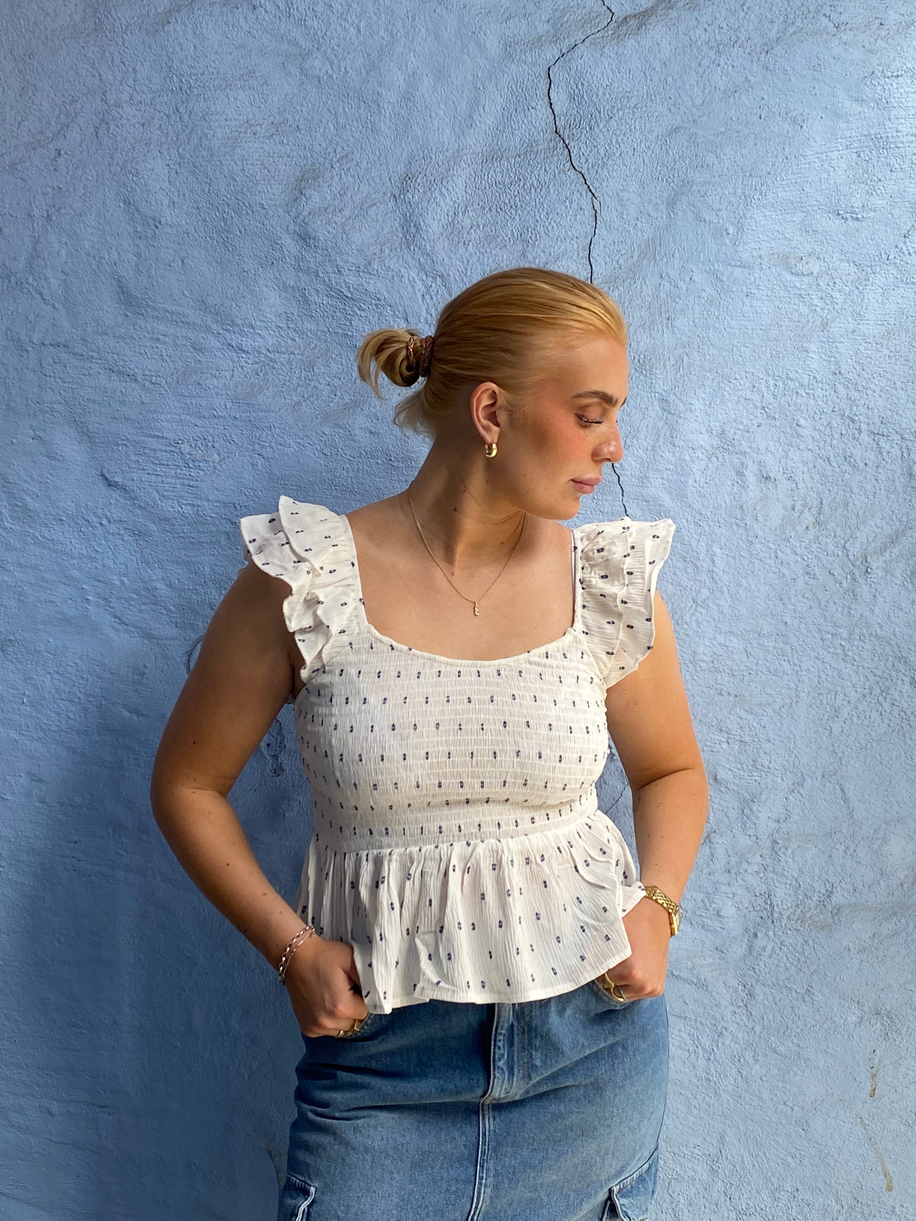 PGJULIETA S/L Top - Hvit