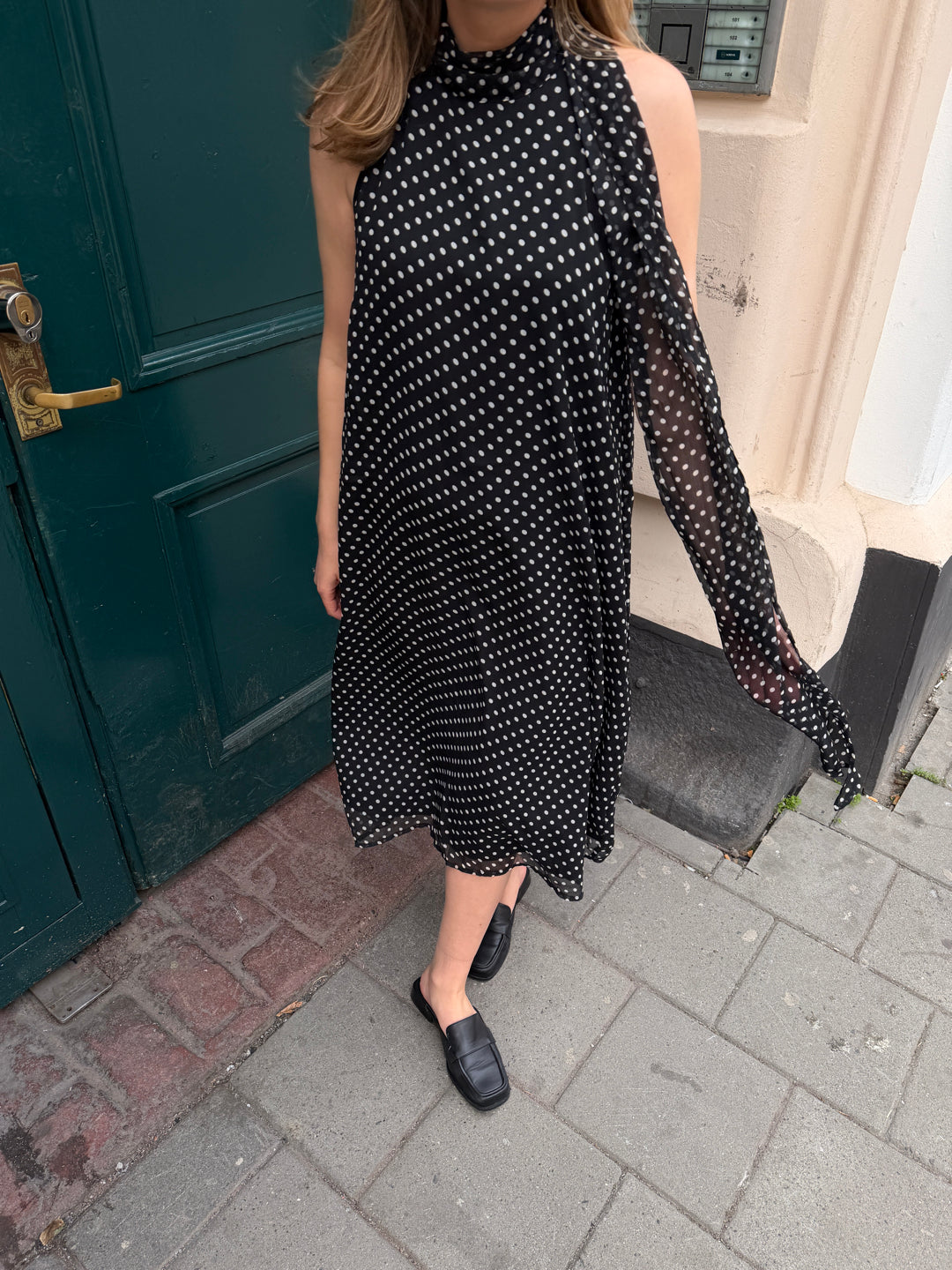 JDYPOLKA S/L Halterneck Midi Dress - Sort