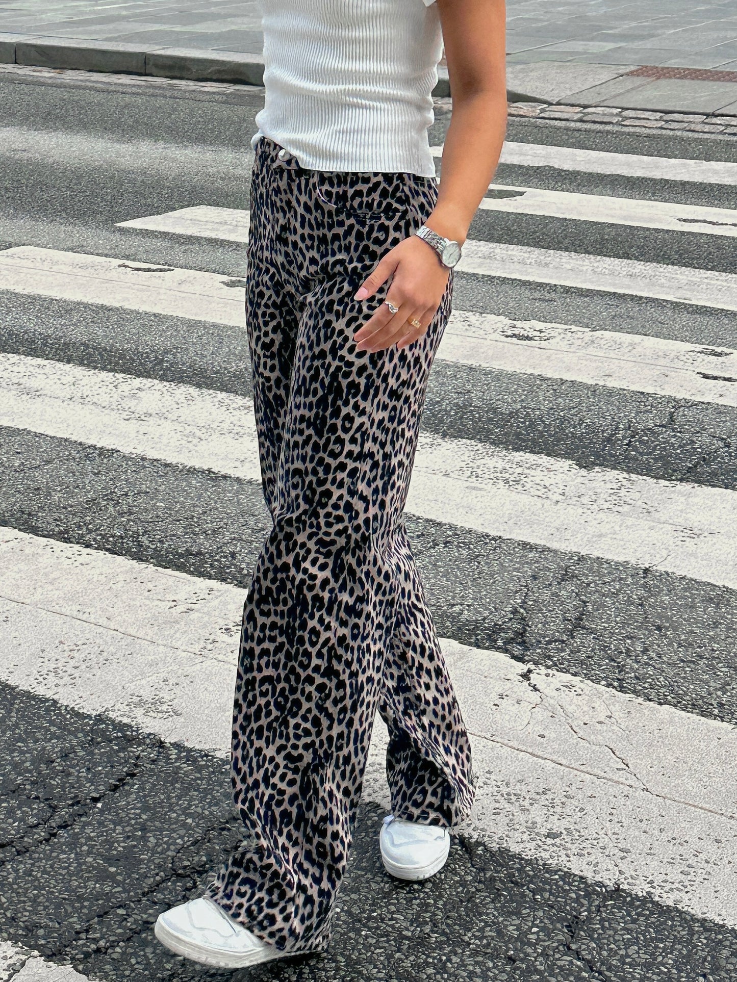 ONLJUICY-ANLIE HW Wide Pant - Mønstret