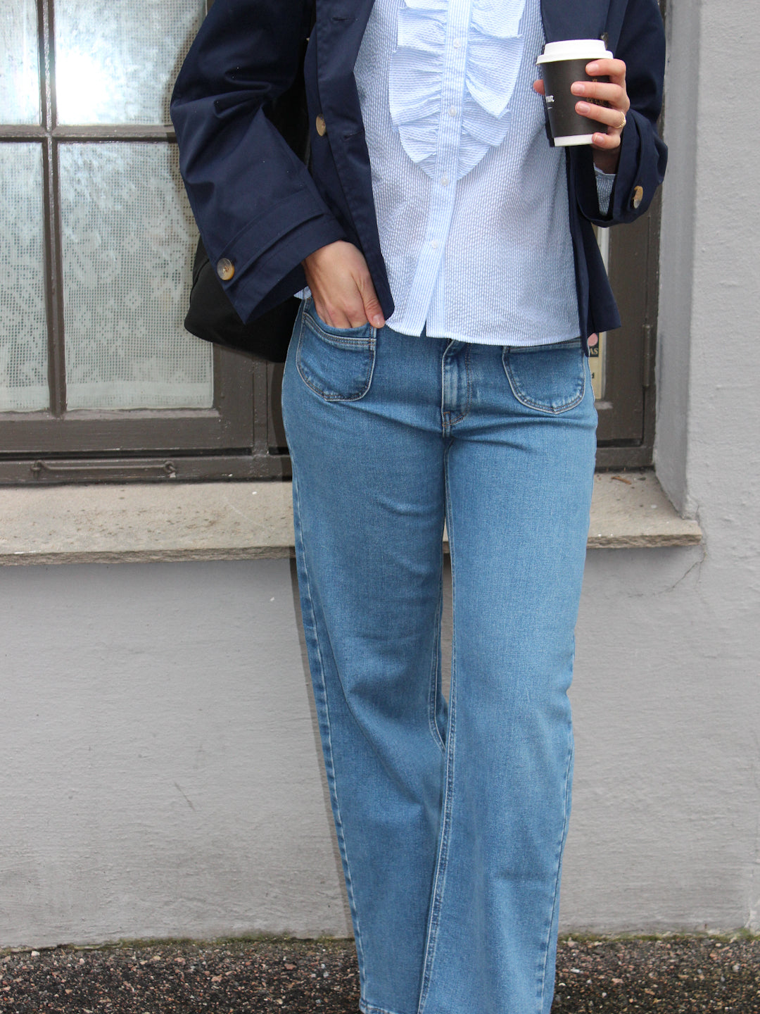 ONLJUICY HW Wide Pocket Jeans - Blå