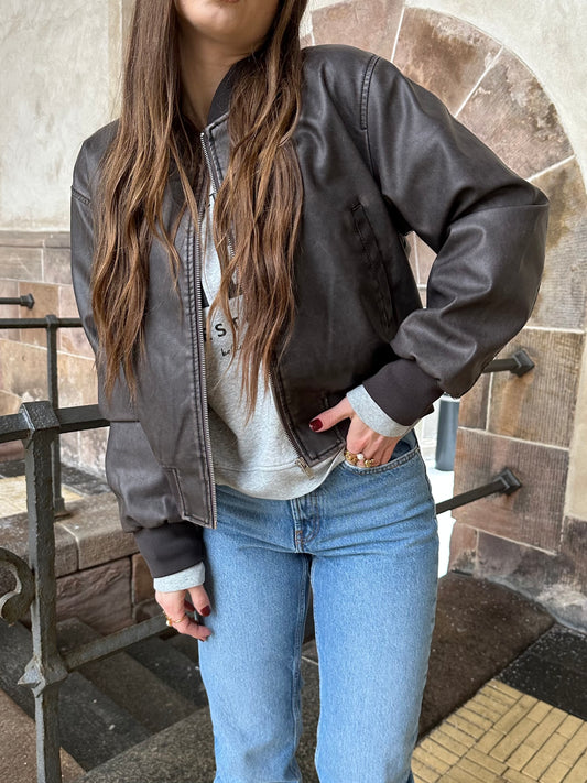 ONLJANE Faux Leather Jacket - Brun