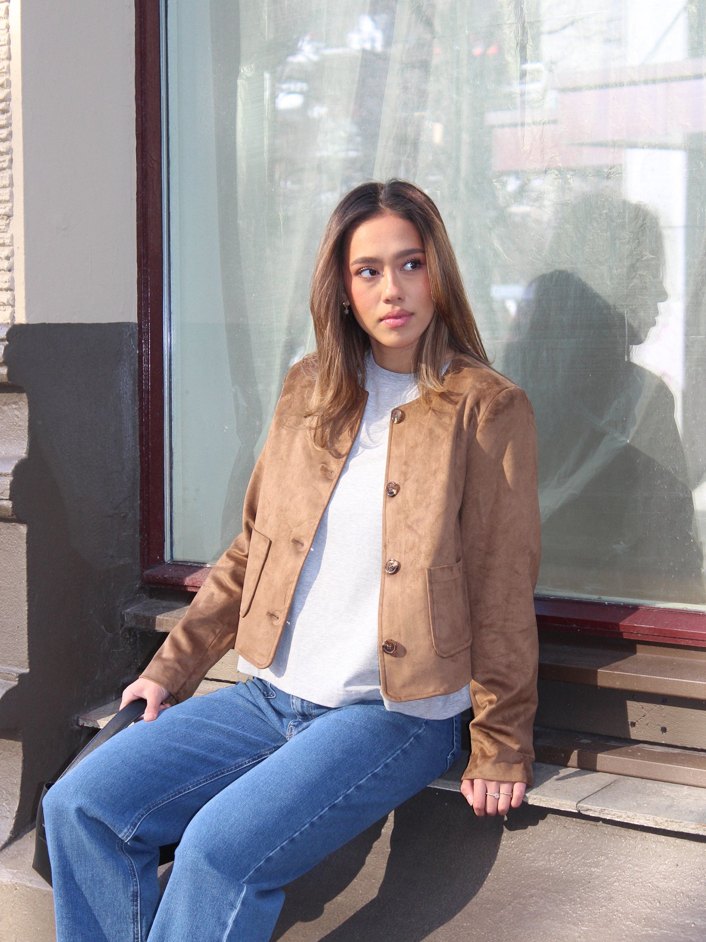 ONLTULIP Faux Suede Jacket - Brun