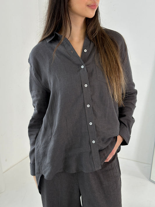 ONLTOKYO L/S Linen Shirt - Grå