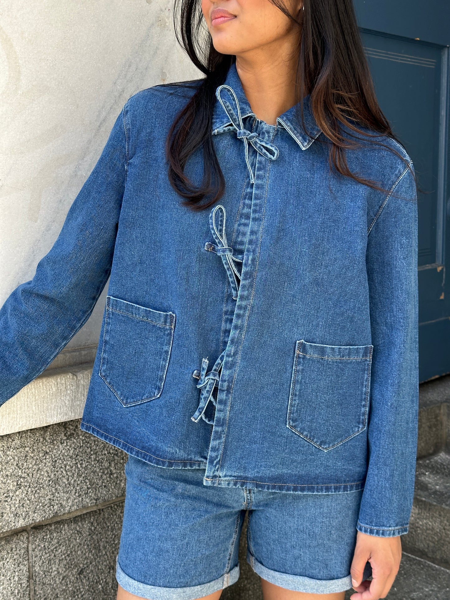 ONLTHILLE Tie Denim Jacket - Blå