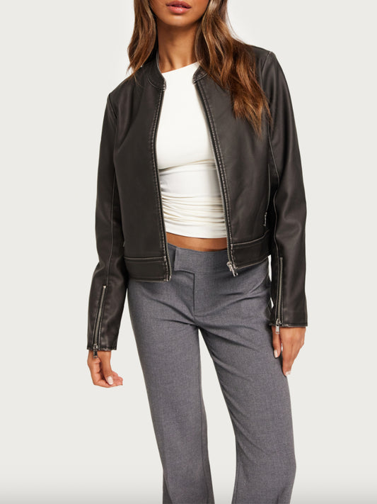 ONLMINDY Faux Leather Jacket - Sort