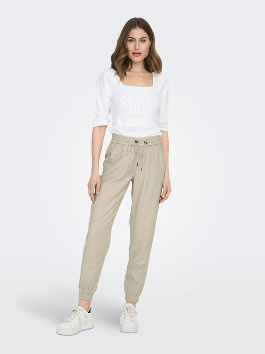 ONLKELDA-EMERY MW Straight Pant - Beige