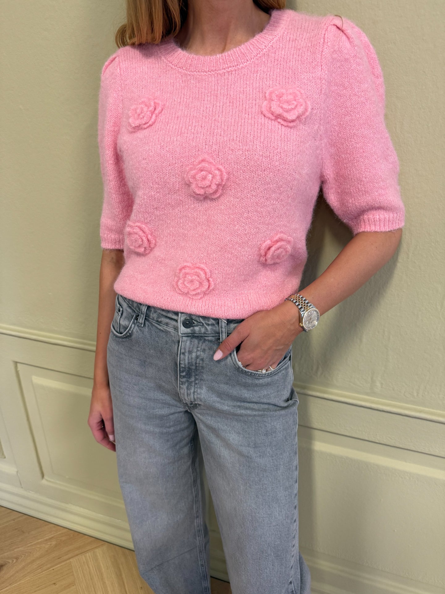ONLZAGGIE S/S Flower Pullover - Rosa