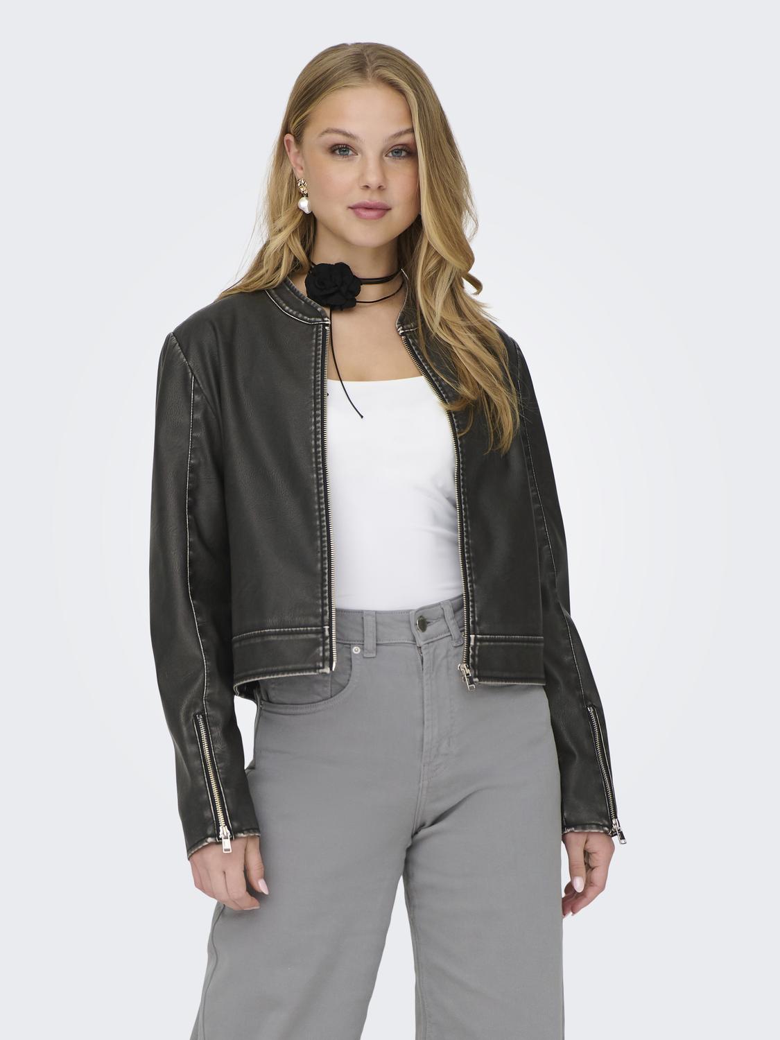 ONLMINDY Faux Leather Jacket - Sort