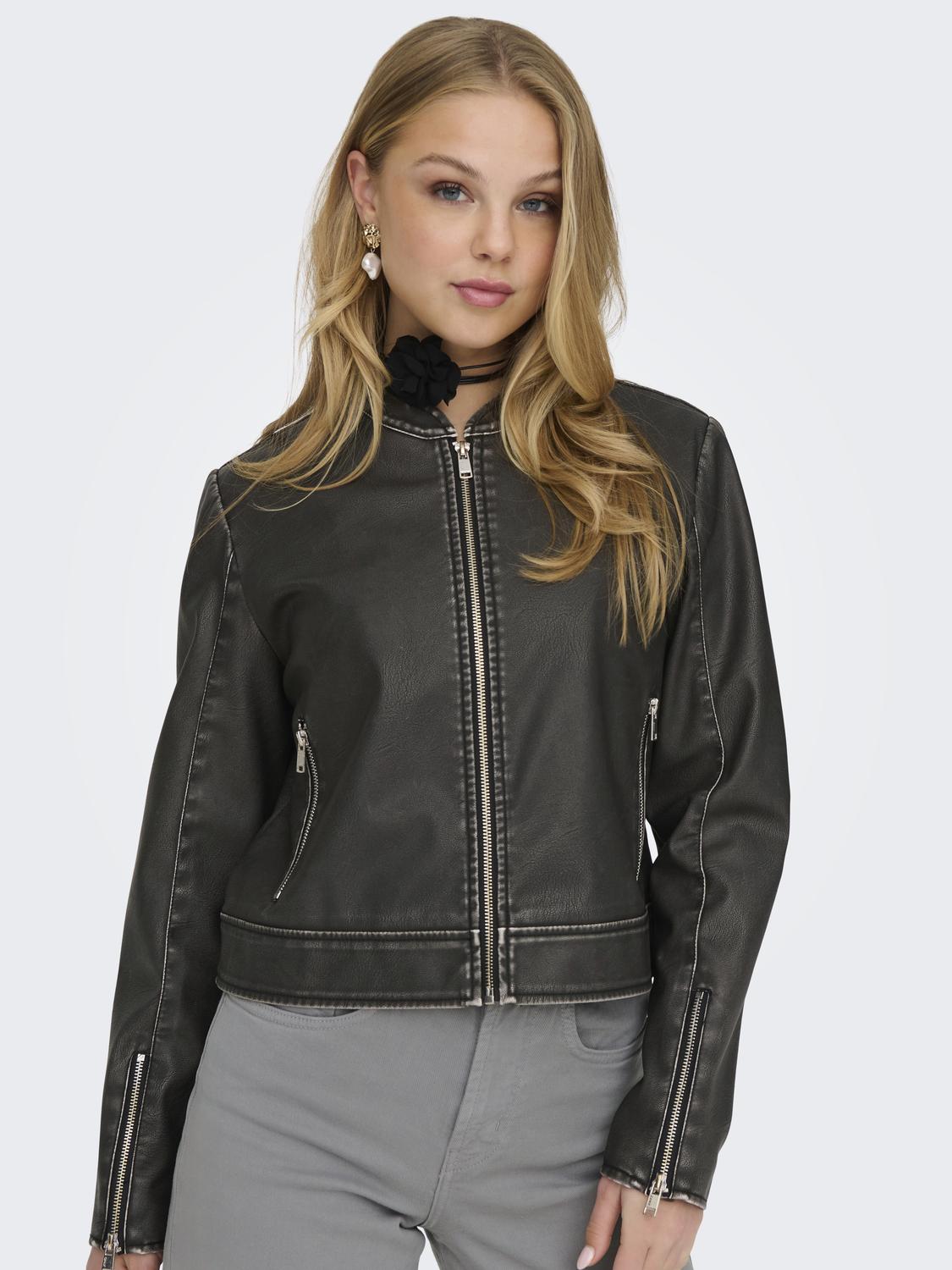 ONLMINDY Faux Leather Jacket - Sort