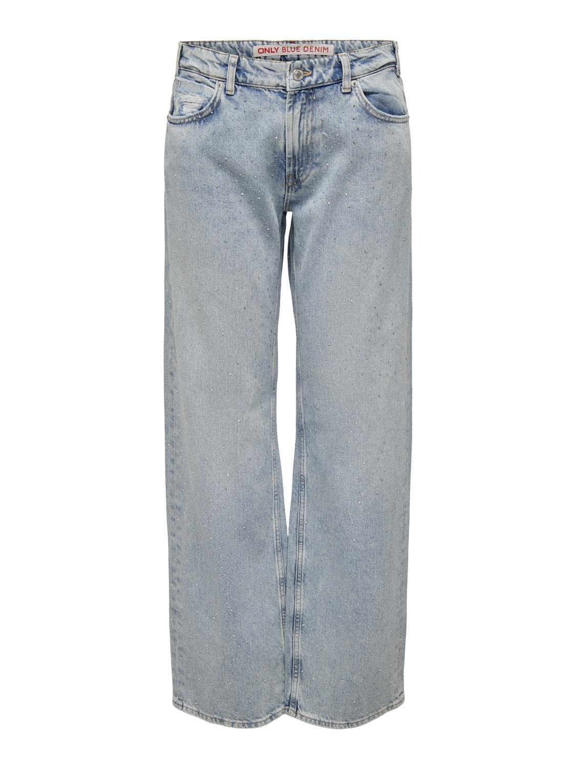 ONLCOBAIN MW Wide Jeans - Blå