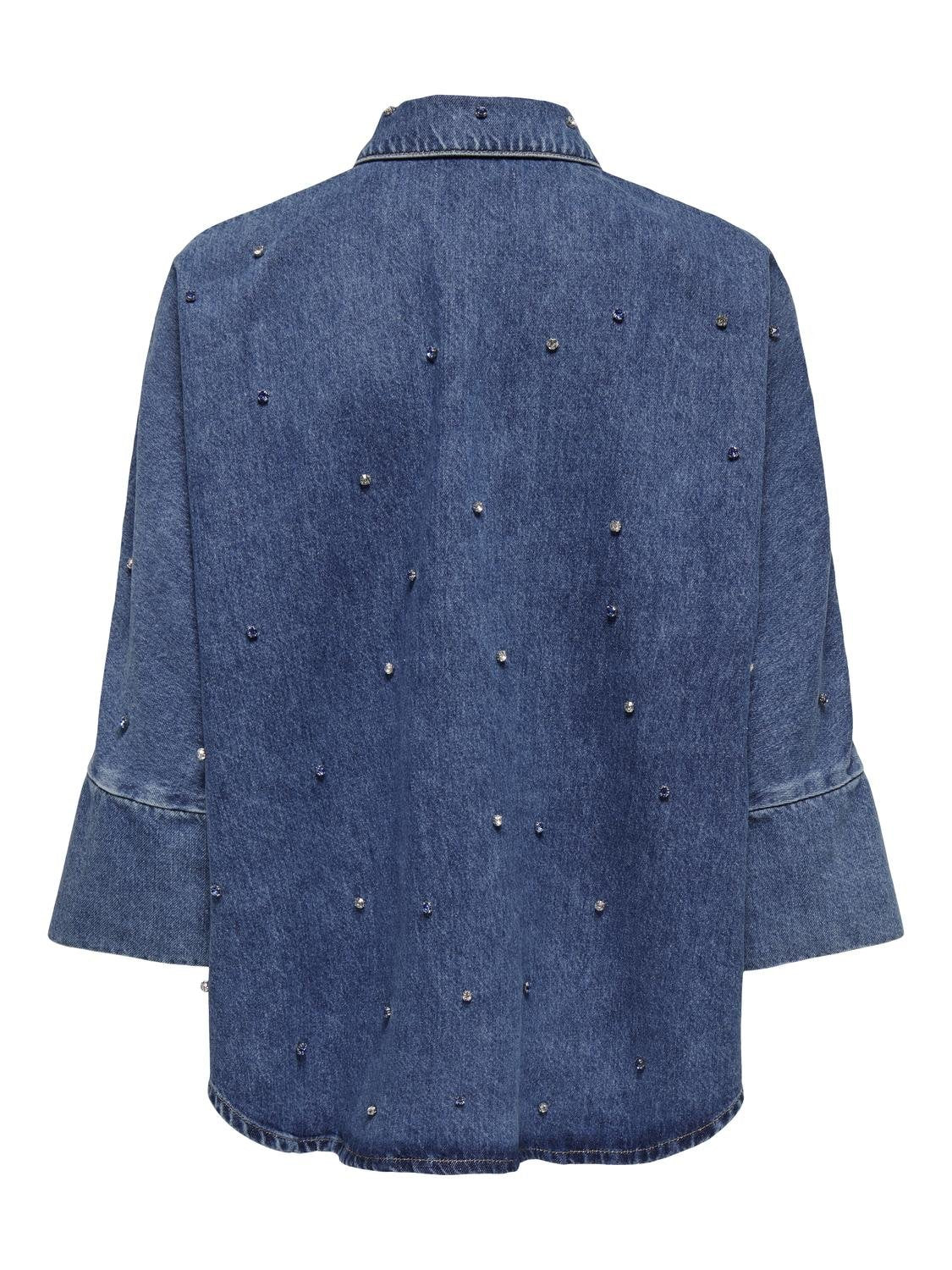 ONLGRACE L/S Rhinestone Denim Shirt -  Blå