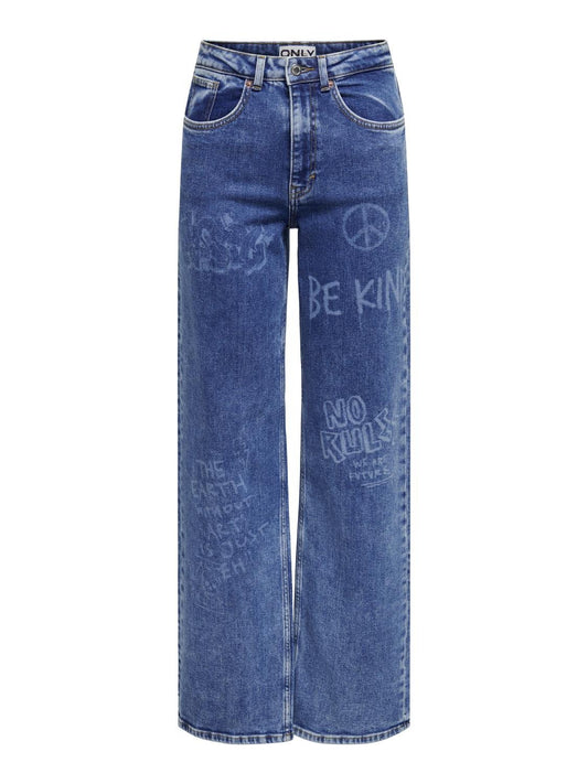 ONLJUICY HW Wide Jeans - Blå