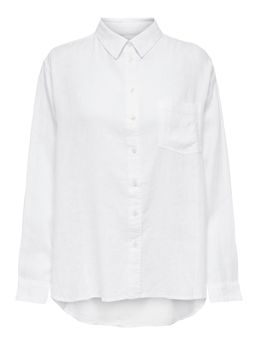 ONLTOKYO L/S Linen Shirt - Hvit