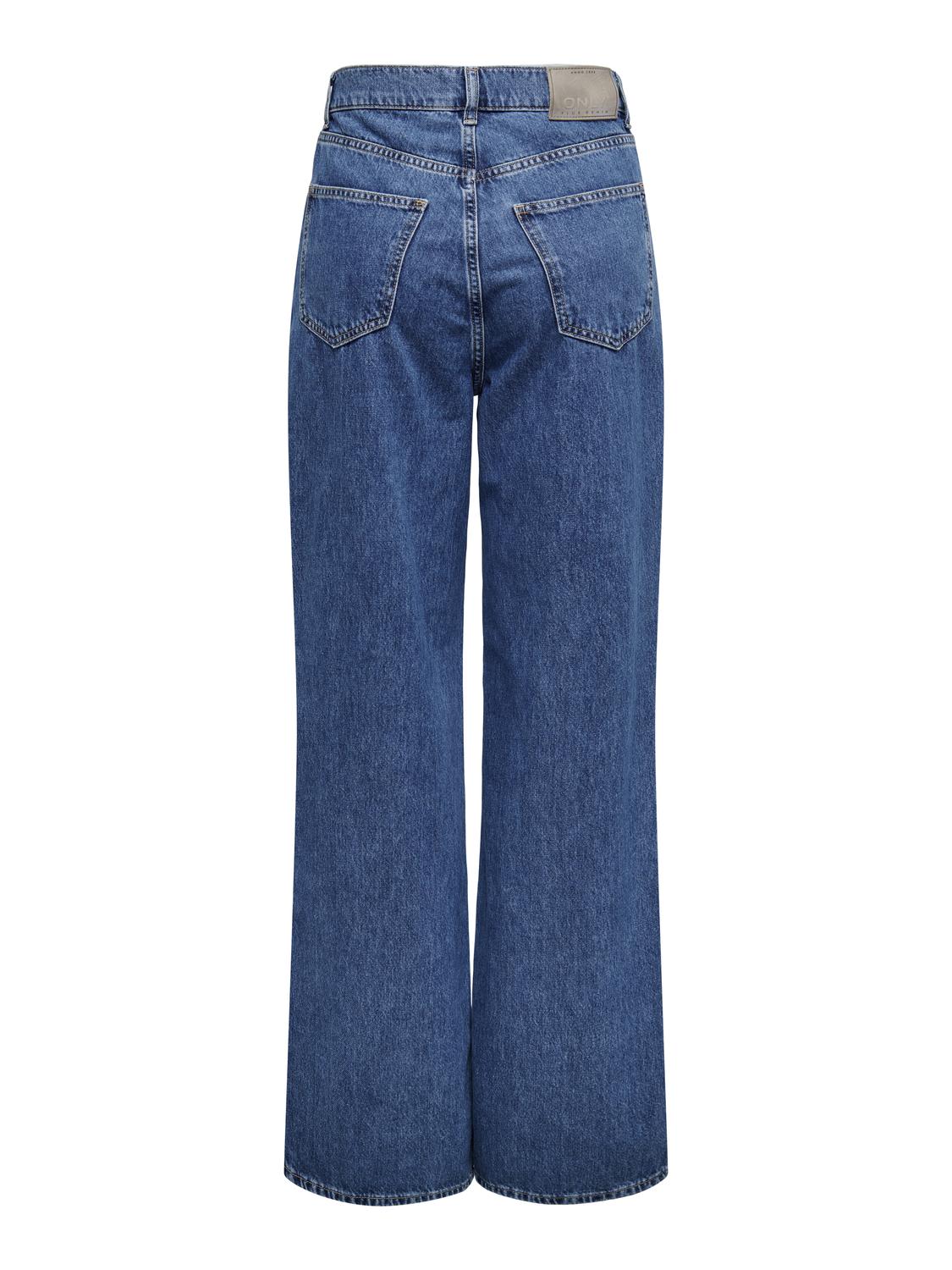 ONLHOPE EX HW Wide Rhinestone Jeans - Blå