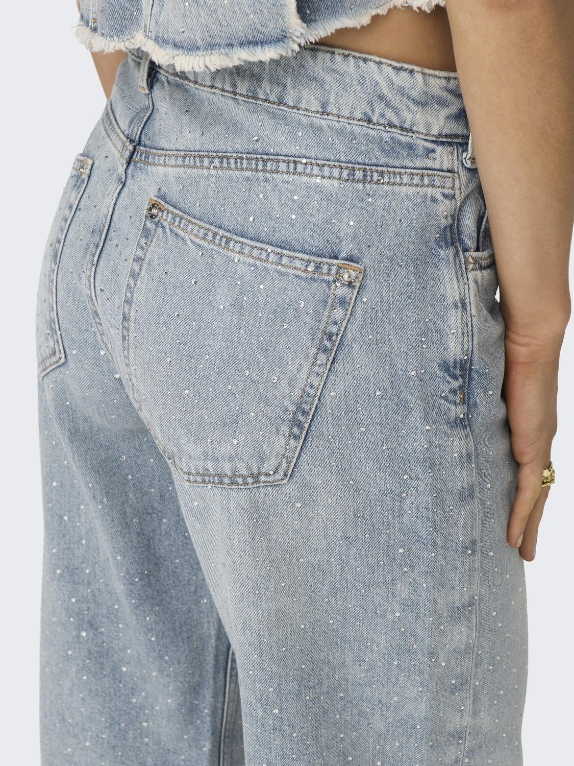 ONLCOBAIN MW Wide Jeans - Blå
